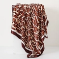 Elegant leopard print satin square headscarf with brown and beige patterns - Black and White Border Leopard (No.28)