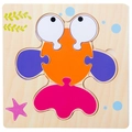 Wooden goldfish puzzle for toddlers featuring vibrant orange and purple color recognition - Goldfish (1金鱼JM)