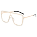 Oversized rose gold metal square glasses with clear lenses and slim temples - Gold Frame Clear Lens