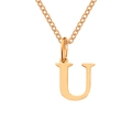 Polished gold-plated stainless steel necklace with a serif-style letter U pendant - Letter U / Rose Gold