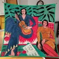Matisse muziek olieverf zijden vierkante sjaal met levendig artistiek patroon - Matisse De Muziekles
