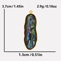 Detail view of abalone shell pendant with 3.7cm length and 1.3cm width measurements - Oval / Gold