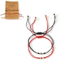 Pinky promise braided friendship bracelets set with heart charms in black and red cord - Red Black Minimalist Heart Set (JS-S24110502A-P)
