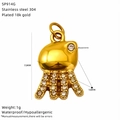Ciondolo a polpo in acciaio inossidabile dorato 18k con strass brillanti per gioielli - Stile Polpo Dorato (SP914G)