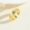 Adjustable 14K gold plated ring with yellow evil eye and cubic zirconia - Yellow-1