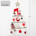 Albero di Natale da parete in legno 60cm con ornamenti e fiocchi rossi - Set Albero Appeso Rosso e Bianco 60cm