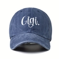 Gorra de béisbol de tela vaquera lavada azul marino con bordado Gigi blanco y corazón - Talla única / Azul marino