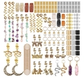 187pcs gold and silver dreadlock jewelry set with butterfly and shell charms - 121Pcs Set Style 8