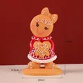 Gingerbread rabbit figurine with heart detail, large size 16cm resin Christmas decor - Heart Bunny - Large