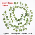 Macro detail of 2.1m artificial ivy garland with realistic green heart-shaped leaves - Pothos Leaf Style