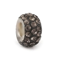 Sparkling dark gray rhinestone paved charm bead in silver metal for DIY bracelets - Gray