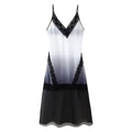Abito lungo bohémien sexy con scollo a V, pizzo, sfumatura e finitura in raso di seta - S / Sfumatura Bianco e Nero