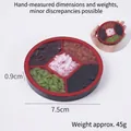 Miniature fake grain tray model with 5 compartments and black-red rim decoration - Round Grains Plate Style 3