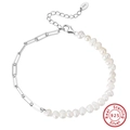 Baroque natural freshwater pearl bracelet with S925 sterling silver chain and clasp - Silver Irregular Pearl (GPB01-P)