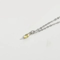 Elegant silver thin chain necklace featuring a delicate yellow elliptical shape pendant - Yellow (Silver)