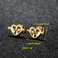 Minimalist golden stainless steel heart and arrow stud earrings with polished finish - 052 Heart Arrow Gold