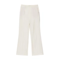 Elegante cremeweiße Hose mit hoher Taille, weitem Bein und scharfer Bügelfalte vorne - Pants