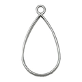 Silver teardrop hollow alloy frame pendant for DIY handmade jewelry and craft making - Water Drop Bezel (22379) / 38x21mm / White K/Silver