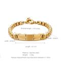 Golden stainless steel Cuban chain bracelet with dimensions and product specifications - Gold (W-1-1)
