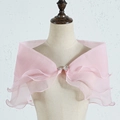Chal de novia en tul rosa con un elegante lazo de diamantes de imitación brillantes - Rosa