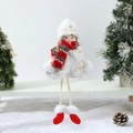 Dettaglio di angelo di Natale in peluche con cappello a fiocco di neve per decorazione - Ciondolo Angelo Gambe Lunghe Sciarpa Rossa