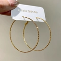 Textured gold hoop earrings with beaded finish on a chic display card, 50mm diameter - Knurled Beaded Textured Hoop (E2363 Gold) / 925 Silver Needle / Gold