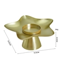 Golden star-shaped metal candle tray with matte finish and conical base for home decor - Smooth Star-Gold