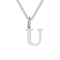 Elegant silver stainless steel necklace featuring a polished capital letter U pendant - Letter U / Steel Color