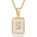 Pink Shell Letter S Style (With Chain)