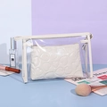 Y2K heart patterned makeup bag with transparent PVC outer and white trim - Toiletry Set (2Pcs) / White