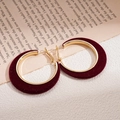 Pendientes de aro bañados en oro 18K con terciopelo burdeos de estilo retro chic - Rojo Vino (Aro Interior Dorado/Pin de Plata 925)