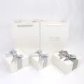 Weißes Schmuck-Geschenkset mit Schleifenboxen und Papiertüten für Ringe und Halsketten - Weiße Leere Tasche (Ohne Schmuck)