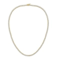 Elegante collana tennis placcata in oro con zirconi bianchi scintillanti in cerchio - 16 pollici / 3 Griffe Oro 4mm