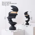 Abstract face resin sculpture set in matte black and gold finish for home decor - Artistic Portrait Textured Black And Gold Set - Combination G