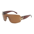 Gafas de sol Y2K sin montura con lentes marrones y bisagras de mariposa doradas - C04 Marrón
