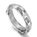Irregular silver wave titanium steel ring with unique organic lava texture design - US 11 / Steel (KR101558-KFC)