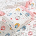 Soft six-layer cotton gauze baby towel with pink trim and cute cartoon animal patterns - 6-Layer Wide Edge 115*150cm / Pink Edge Rabbit Paradise
