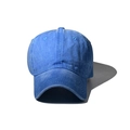 Detailed front view of navy blue washed cotton baseball cap with curved visor and retro finish - 55-60cm / Washed Lake Blue