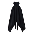 Elegante top nero a lupetto con scollo a sciarpa asimmetrico su sfondo bianco - S / Nero