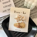Set di fermagli per capelli con fiocco di paillettes dorate e clip ovale glitterata - Fiocco con Paillettes + Geometrico