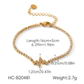 Detailed view of gold heartbeat wave bracelet with adjustable chain and clasp - Lightning Bolt Rhinestone Bracelet (HC-B20481)