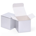 White minimalist square cardboard gift box in both open and closed states - Silver