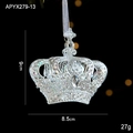 Clear acrylic crown Christmas ornament with faceted crystal design and white ribbon - Iridescent Crown