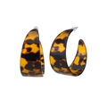 Chic C-shaped acetate earrings featuring a classic dark brown tortoiseshell pattern - Tortoise