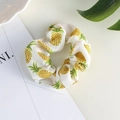 Elastic fabric scrunchie featuring a yellow pineapple print on a white background - 21# Big Pineapple