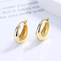 Orecchini a cerchio ovali minimalisti a goccia d'acqua in oro lucido per donna - Argento 925 / Oro