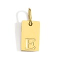 Detailed close-up of a gold-plated stainless steel rectangular letter E pendant charm - Pendant E (Without Chain)