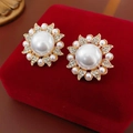Sunflower Pearl Stud Earrings (23#)
