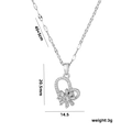 Zilveren titanium stalen ketting met hart hanger, sneeuwvlok en ingelegde zirkoon - Zilver