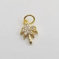 Goldener Kokospalmen-Anhänger mit Mikro-Zirkonia-Besatz und glitzernden Kristallen - Großer Palmbaum Gold Anhänger